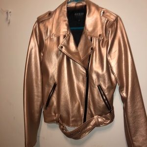 Guess Rose Gold Leather Moto Jacket